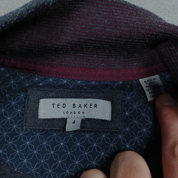 Ted Baker Sweater Mens 4 Gray 1/4 Zip Pullover Preppy Pocket Casual - Picture 4 of 9
